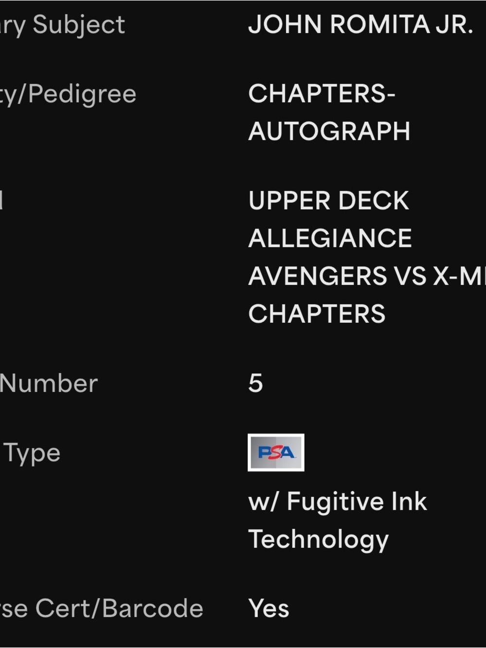 2023 Allegiance AVX Avengers #5 John Romita Jr Chapters - Auto POP 1 - Picture 7 of 8